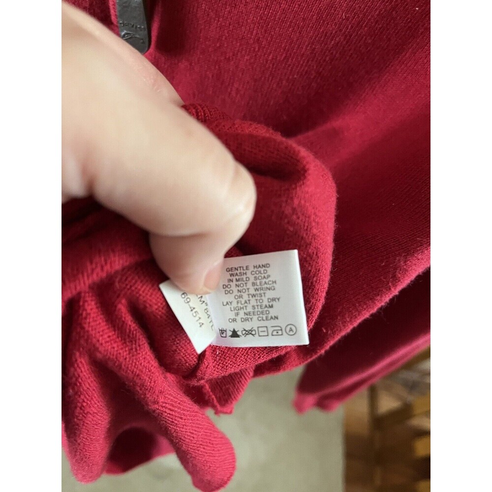 Orvis Sweater Mens Size Large Red 1/4 Zip Silk Cashmere Blend Long Sleeve - Picture 7 of 7